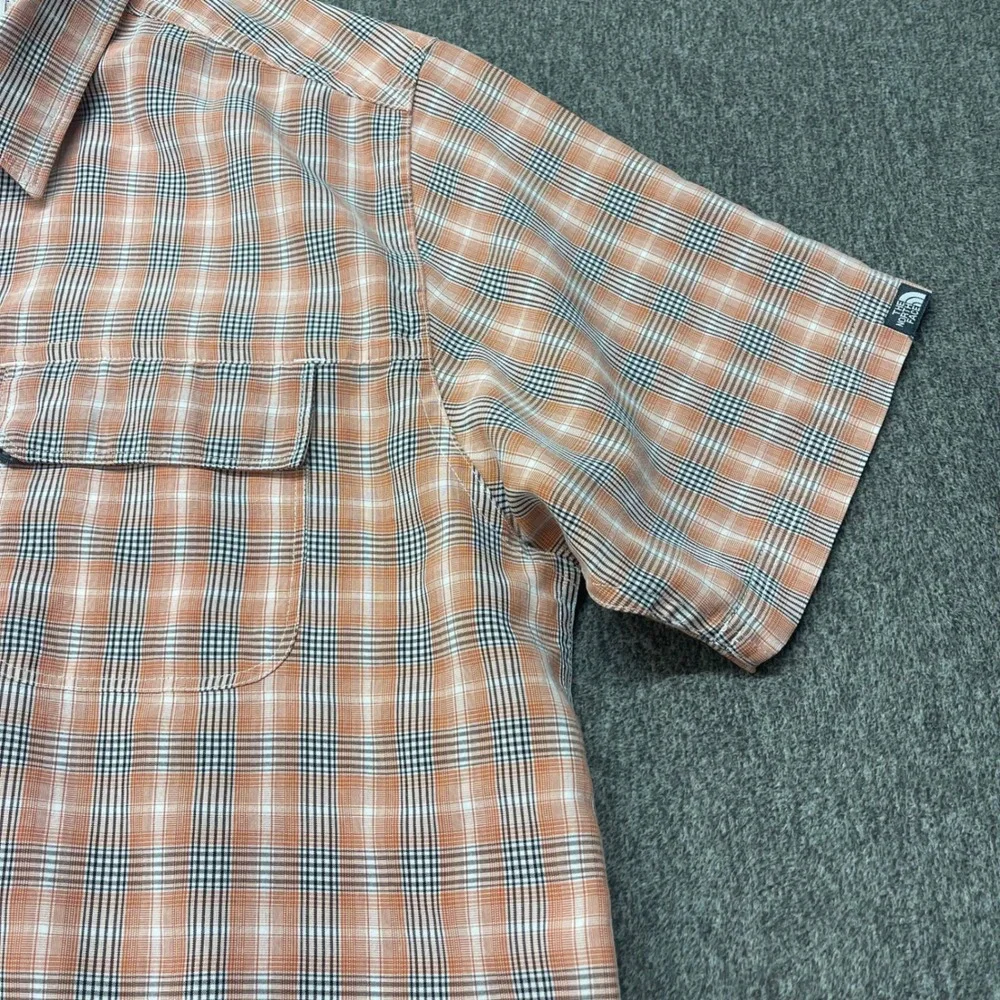 The North Face‎ Mens Orange Plaid Short Sleeve Hiking Button Up Shirt Large